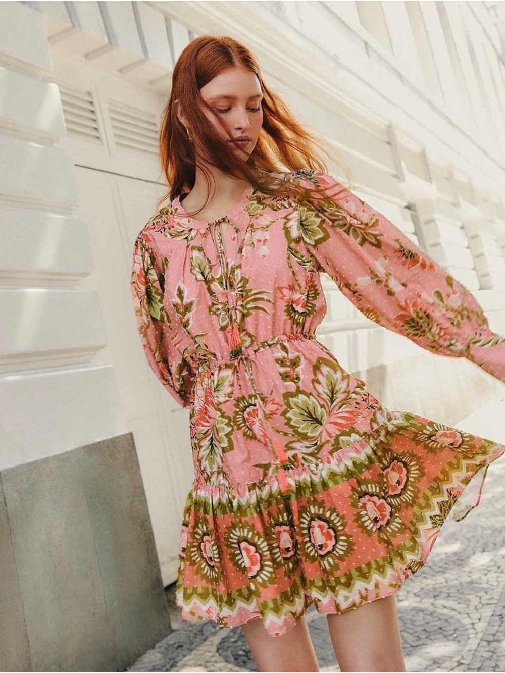 Farm Rio NWT Soft Pink Aura Floral Mini Dress XL Tropical Vacation Resort